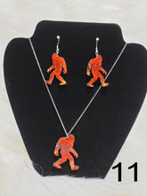 Load image into Gallery viewer, Bigfoot Earrings &amp; Necklace - Each Set is Unique - Colors Vary
