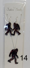 Load image into Gallery viewer, Bigfoot Earrings &amp; Necklace - Each Set is Unique - Colors Vary
